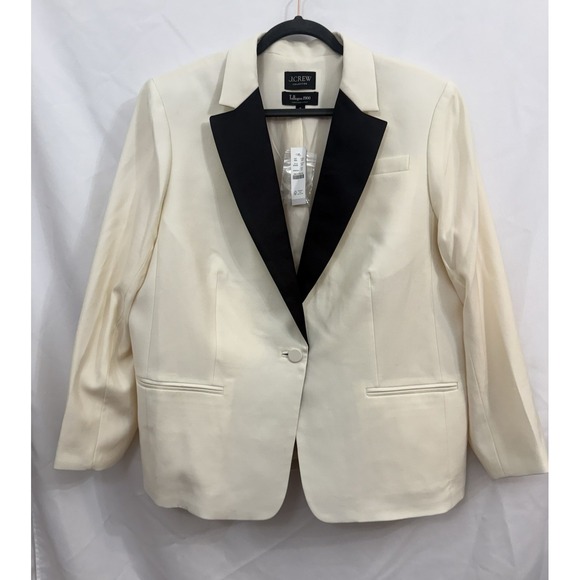 NWT J. Crew Italian Wool‎  Tuxedo Blazer Tollegno 1900 Ivory Womens Size 18 - Picture 1 of 8